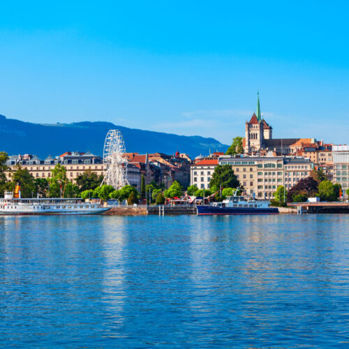Vue panoramique du lac Léman et de la ville de Genève, Suisse